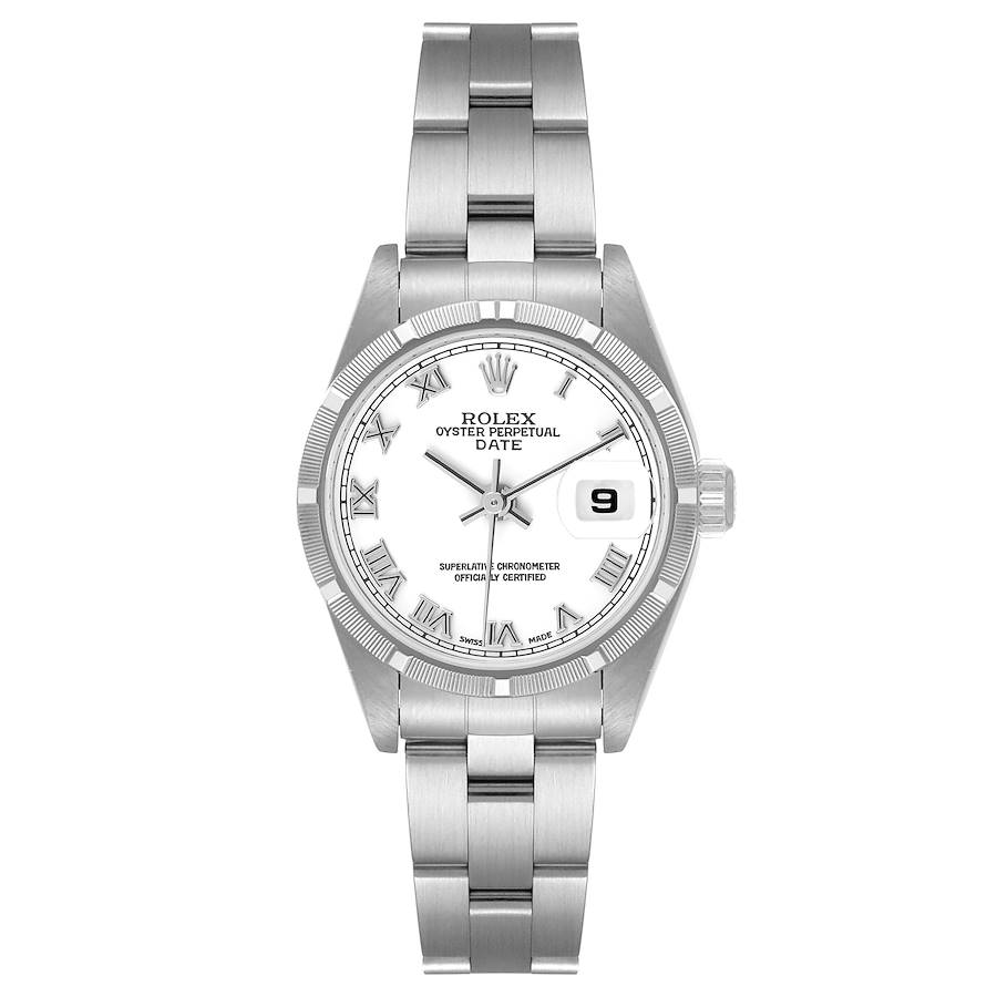 Rolex Date White Roman Dial Oyster Bracelet Steel Ladies Watch 79190 For Sale