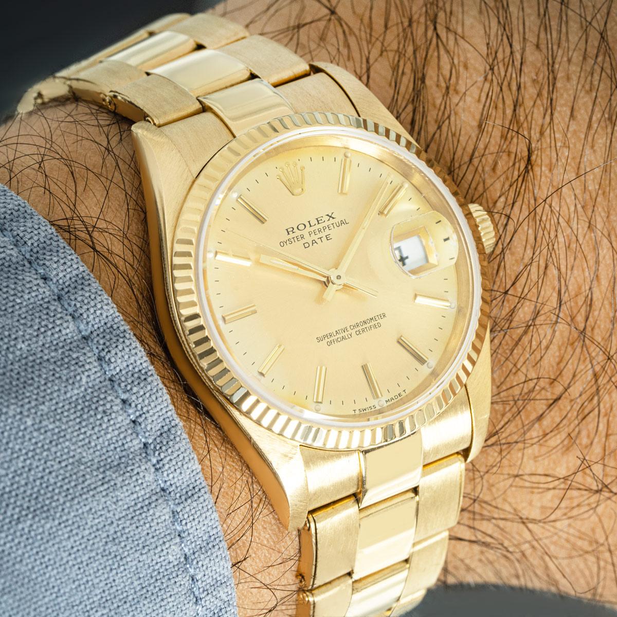 Rolex Date Yellow Gold 15238 In Good Condition For Sale In London, GB