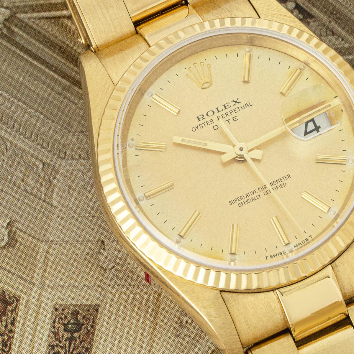 Men's Rolex Date Yellow Gold 15238 For Sale