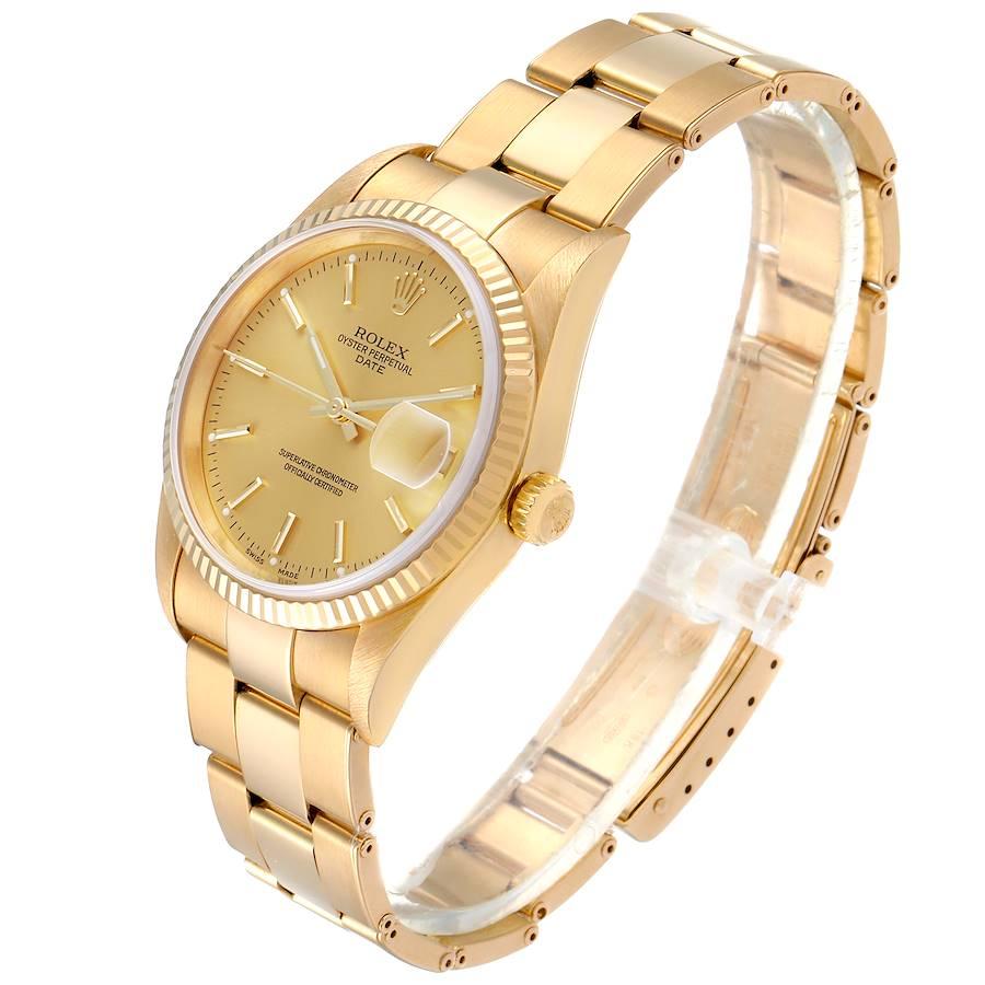 Rolex Date Yellow Gold Oyster Bracelet Men's Watch 15238 Box 1