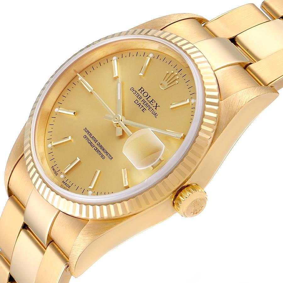 Rolex Date Yellow Gold Oyster Bracelet Men's Watch 15238 Box 2