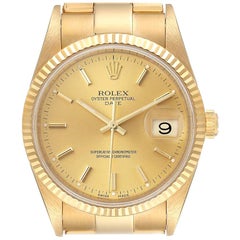 Rolex Date Yellow Gold Oyster Bracelet Men's Watch 15238 Box