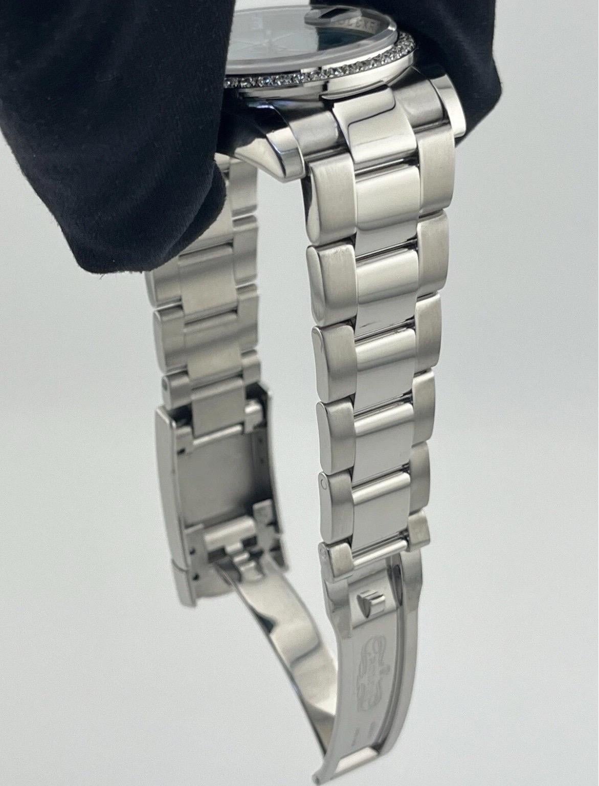 Rolex Montre Datejust 116200 36 mm avec lunette en diamant 1,3 carat et cadran bleu Tiffany en vente 11