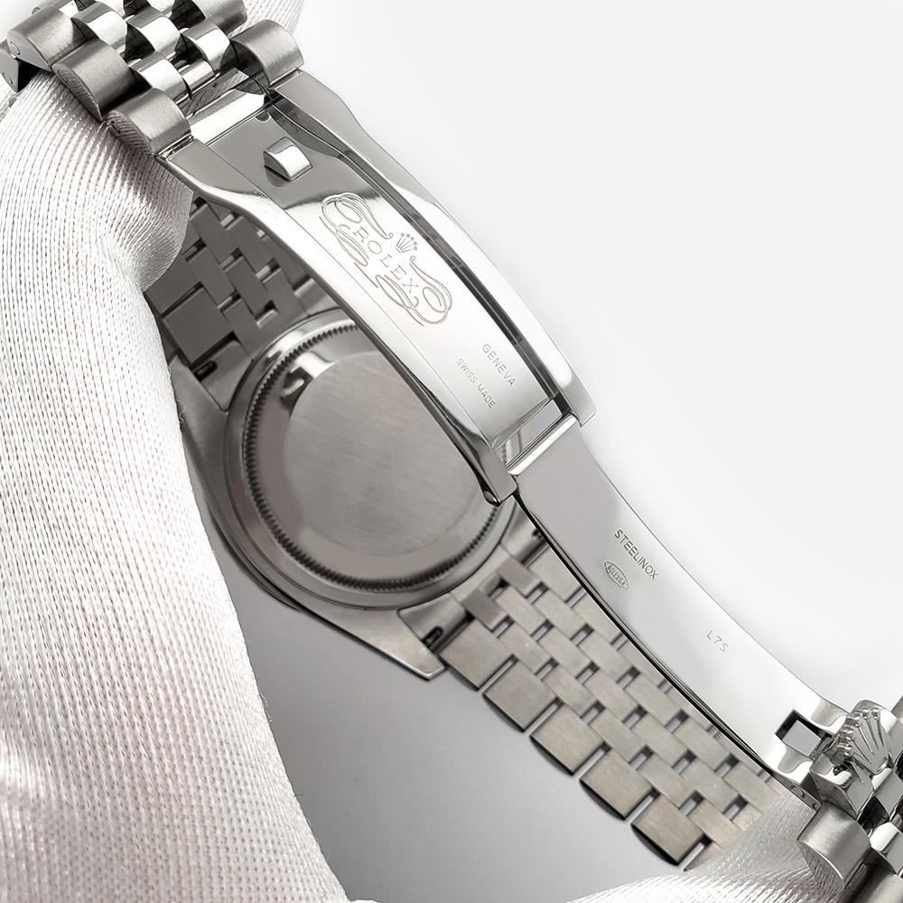 Brilliant Cut Rolex Datejust 116200 36mm 3.9CT Diamond Bezel/Lugs/White Roman Dial Watch For Sale