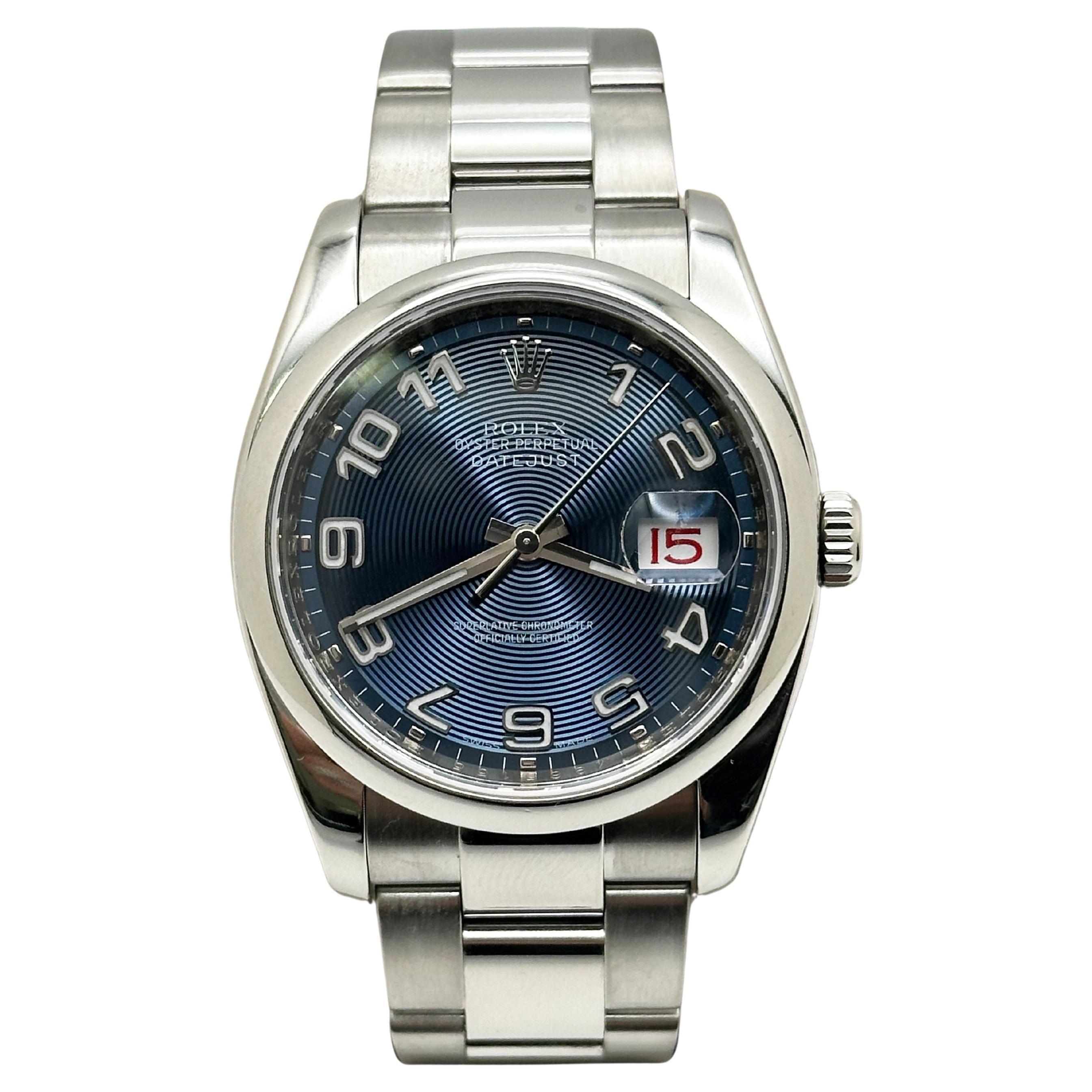 Rolex Datejust 116200 Esfera concéntrica azul Caja de acero Tarjetas de servicio de papel