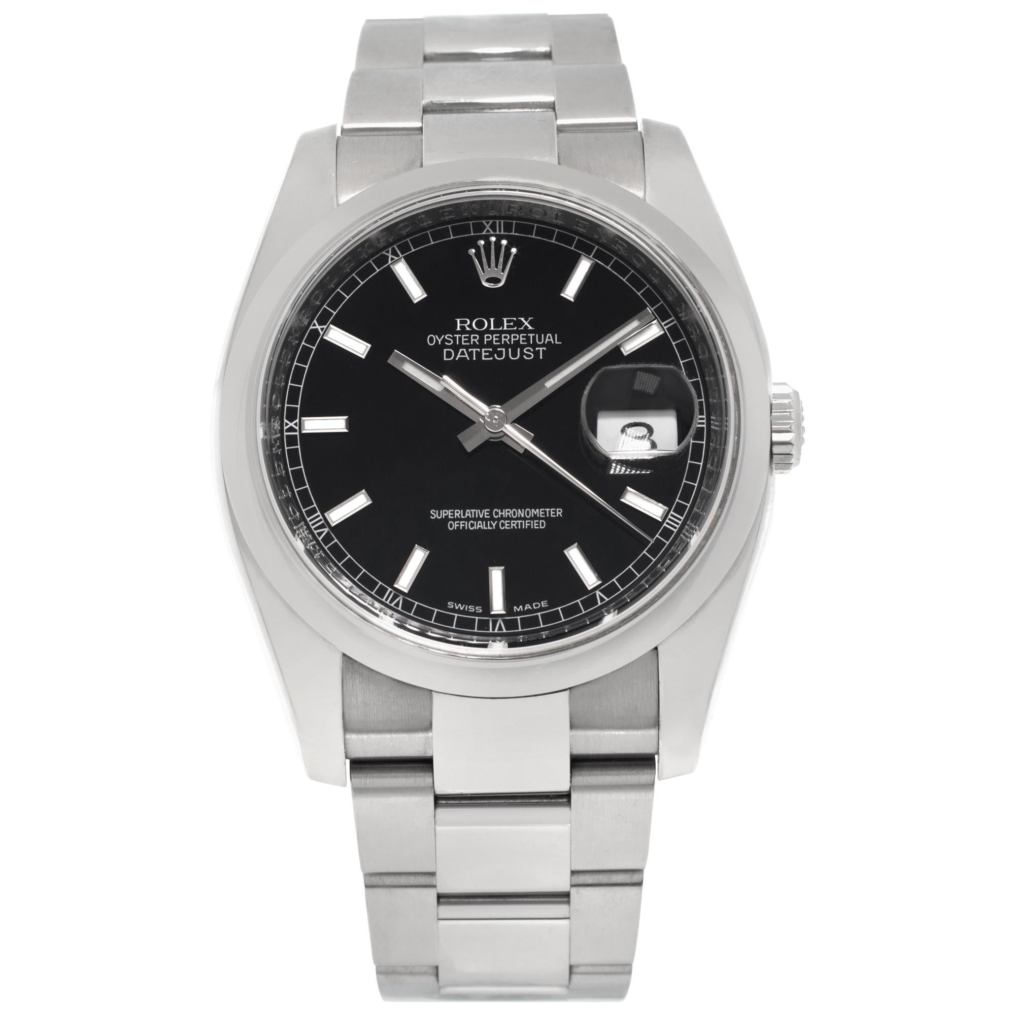 Rolex Datejust 116200 in Stainless Steel with a Black dial 36mm Automatic watch For Sale