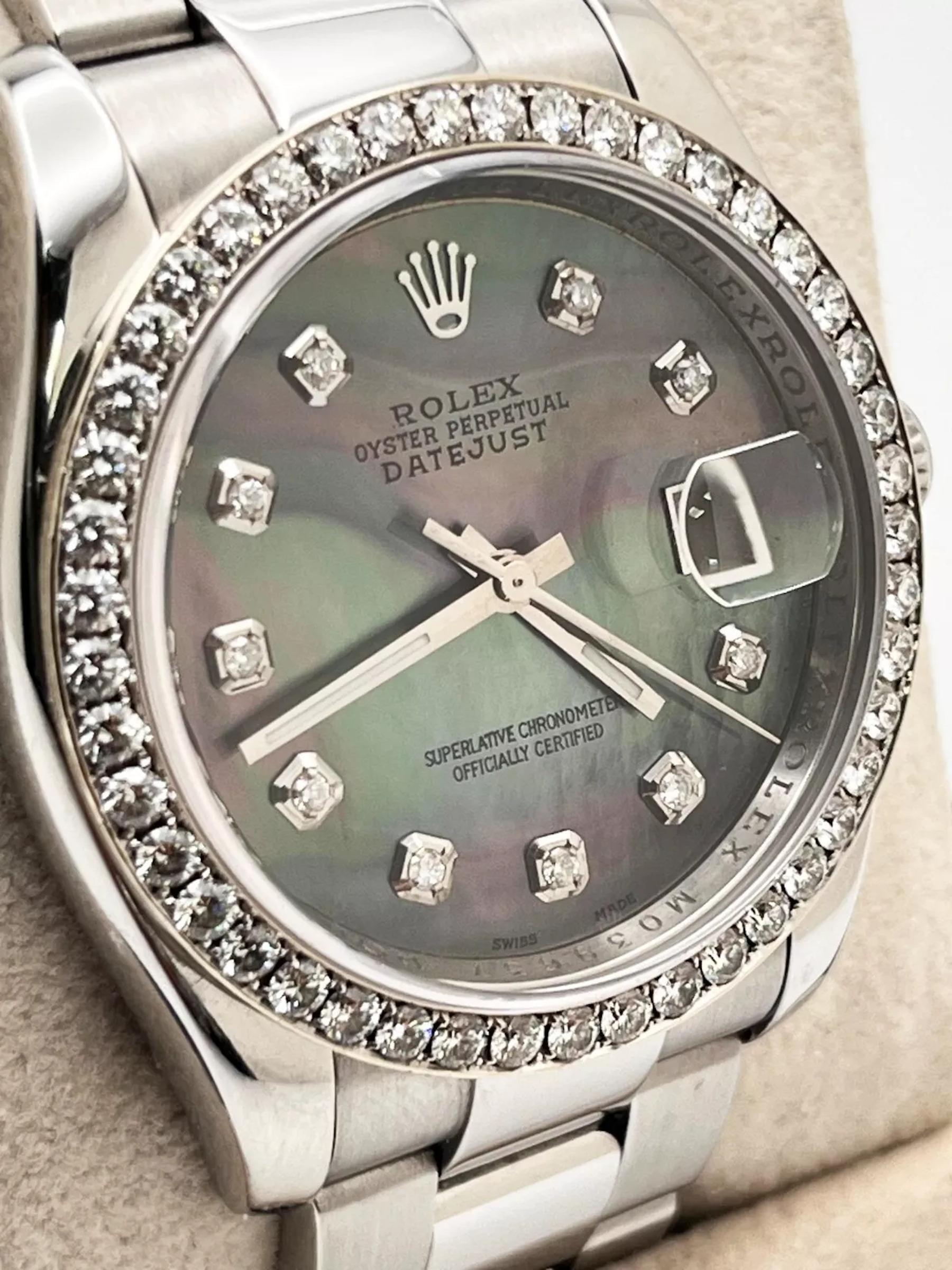 Men's Rolex Datejust 116200 Tahitian MOP Diamond Dial Diamond Bezel Stainless Steel
