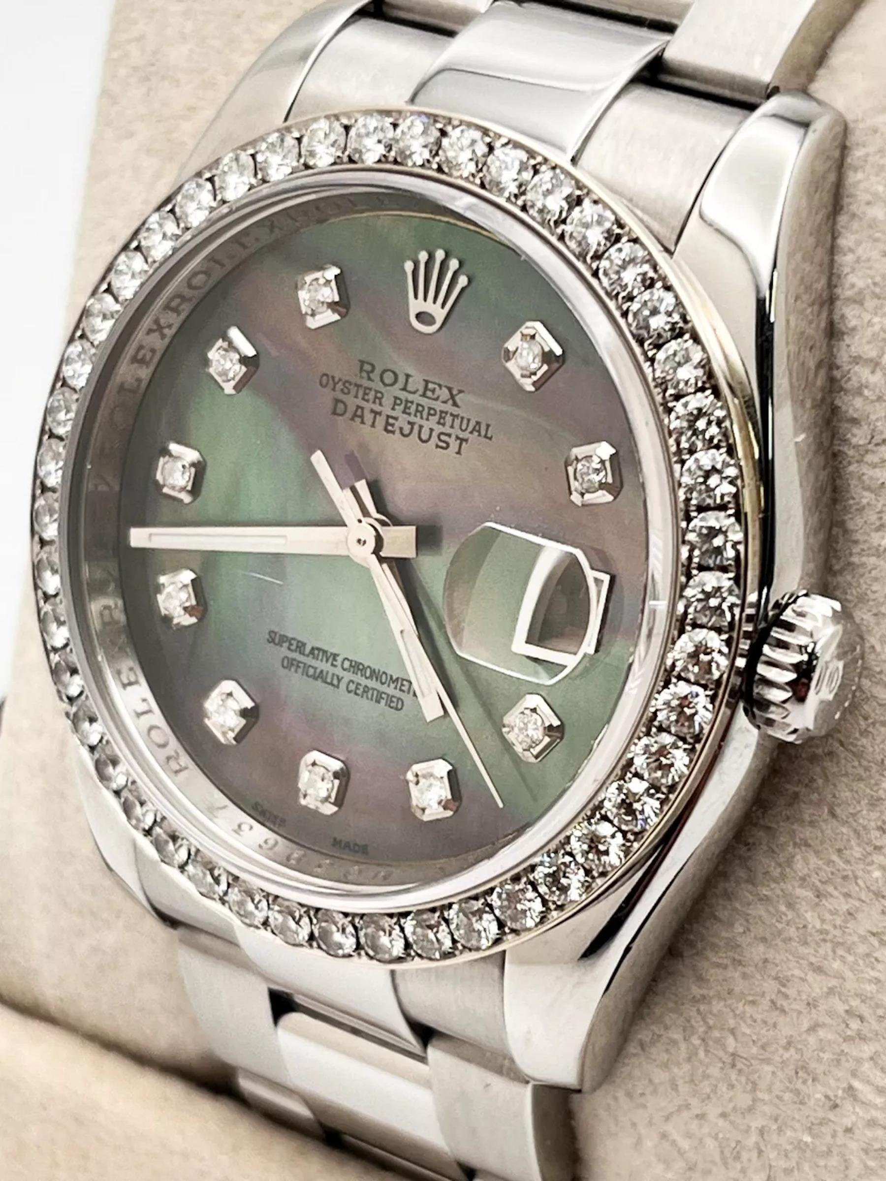 Rolex Datejust 116200 Tahitian MOP Diamond Dial Diamond Bezel Stainless Steel 1
