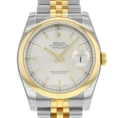 Rolex Datejust 116203 SSJ Steel 18K Yellow Gold Silver Dial Automatic Mens Watch