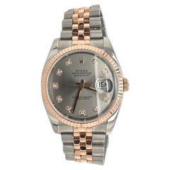 Rolex Datejust 116231 36 mm Orologio bicolore con quadrante argento e diamanti  (R-405)
