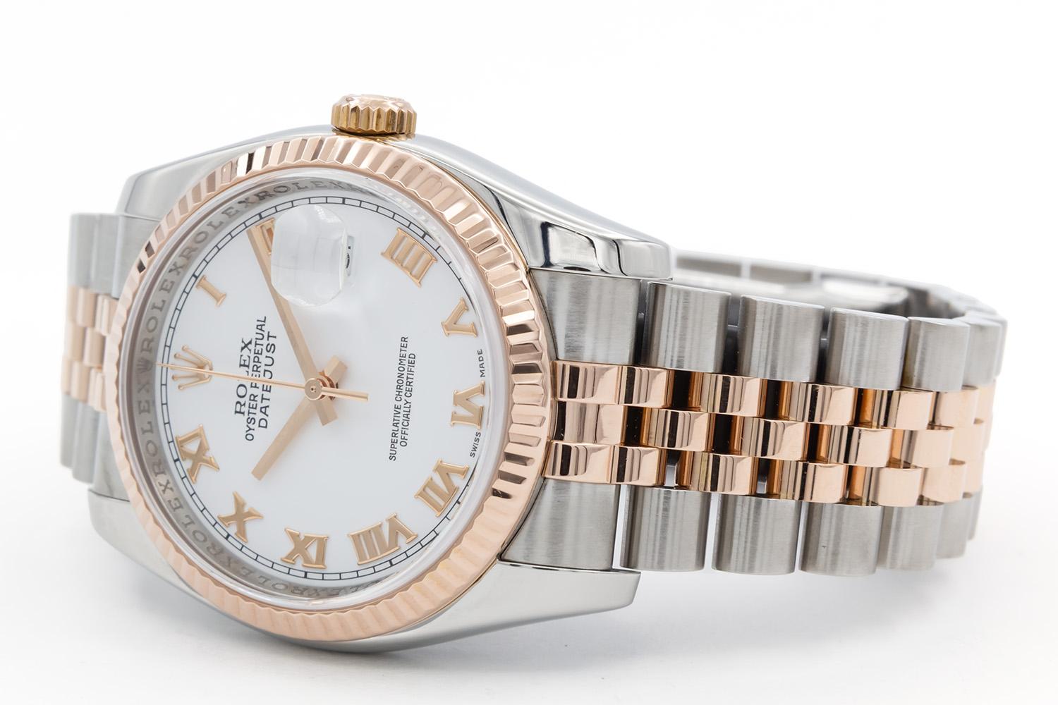 Contemporary Rolex Datejust 116231 Two Tone 18k Rose Gold Stainless Steel 36mm Roman BNP