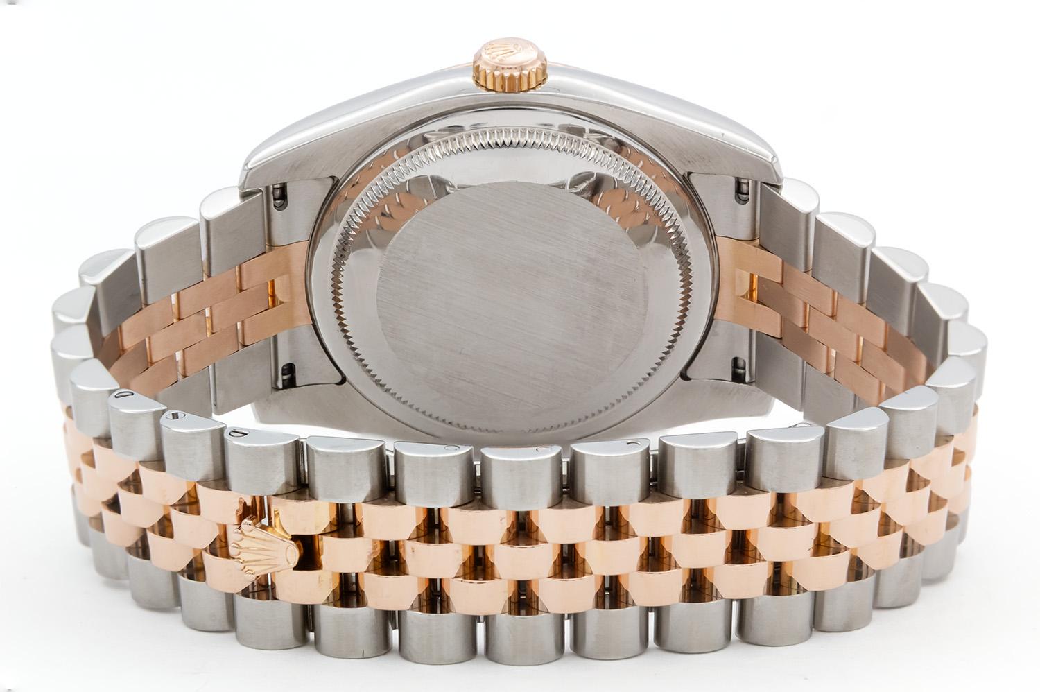 Rolex Datejust 116231 Two Tone 18k Rose Gold Stainless Steel 36mm Roman BNP In Excellent Condition In Tustin, CA