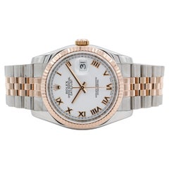 Rolex Datejust 116231 Two Tone 18k Rose Gold Stainless Steel 36mm Roman BNP