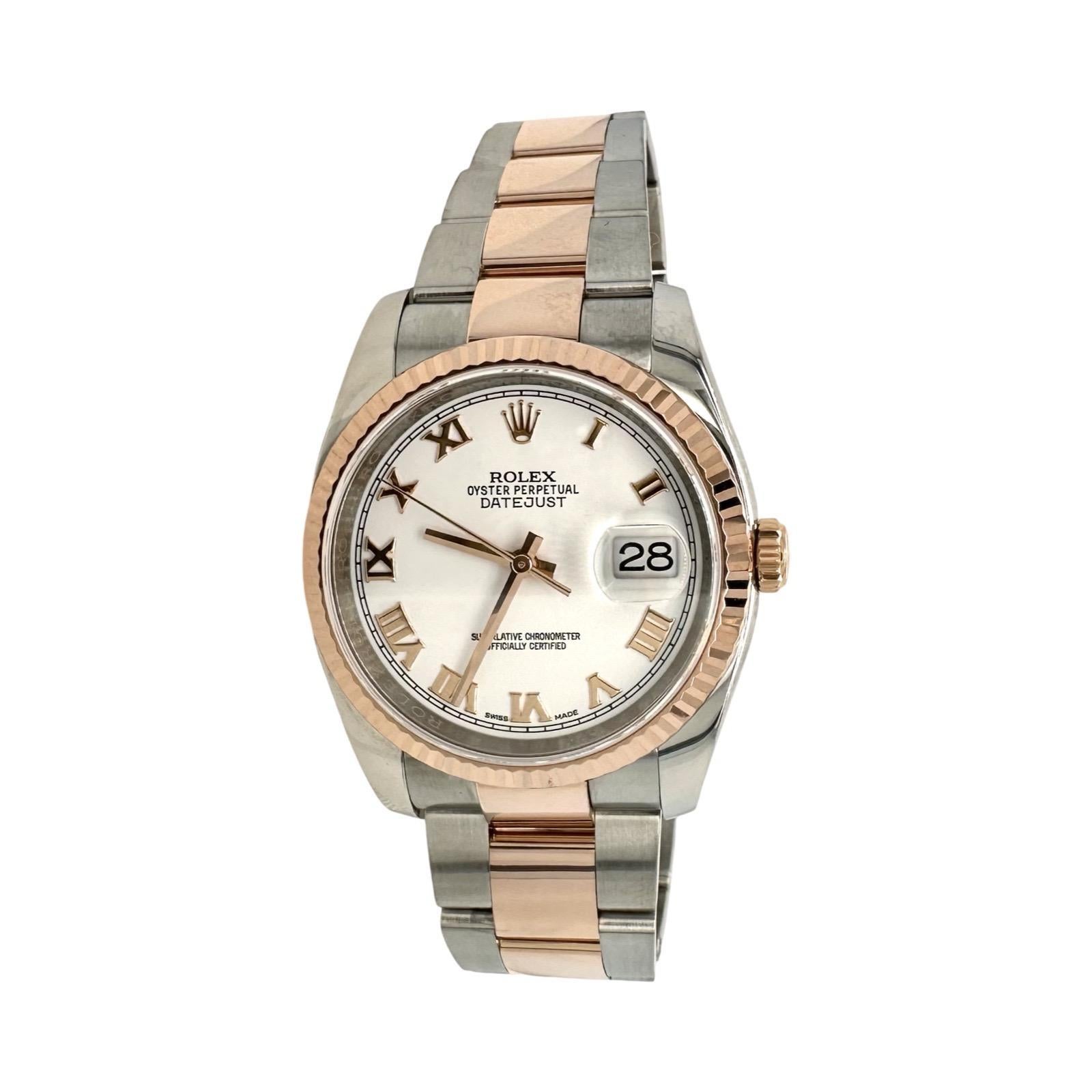 Rolex Datejust 116231 Zweifarbige 18k Rose/Steel Oyster-Armbanduhr 36mm Uhr im Angebot 1