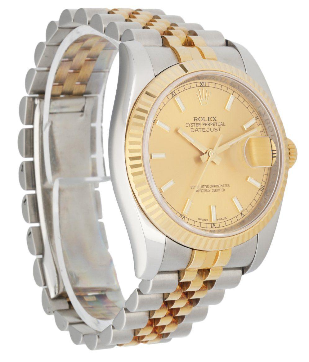 Rolex Datejust 116233 18K Yellow Gold & Stainless Steel Men's Watch Box & Papers In Excellent Condition In Great Neck, NY