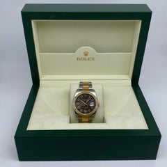Rolex Datejust 116233 36 18k Yellow Gold Chocolate Arabic Dial Oyster Watch