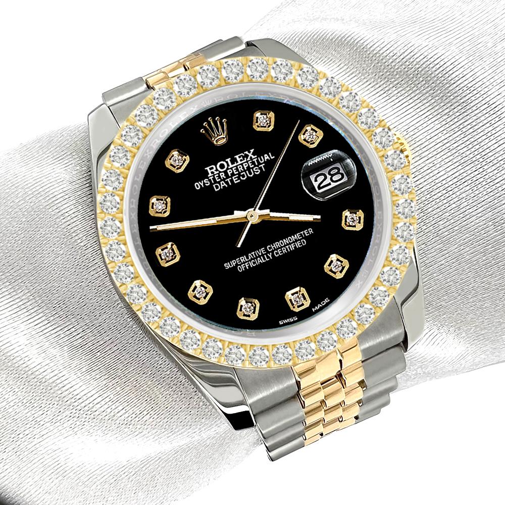 Rolex Datejust 116233 36mm 2-farbige 3,05CT Diamant-Lünette/Schwarzes Zifferblatt Jubiläumsuhr (Moderne) im Angebot