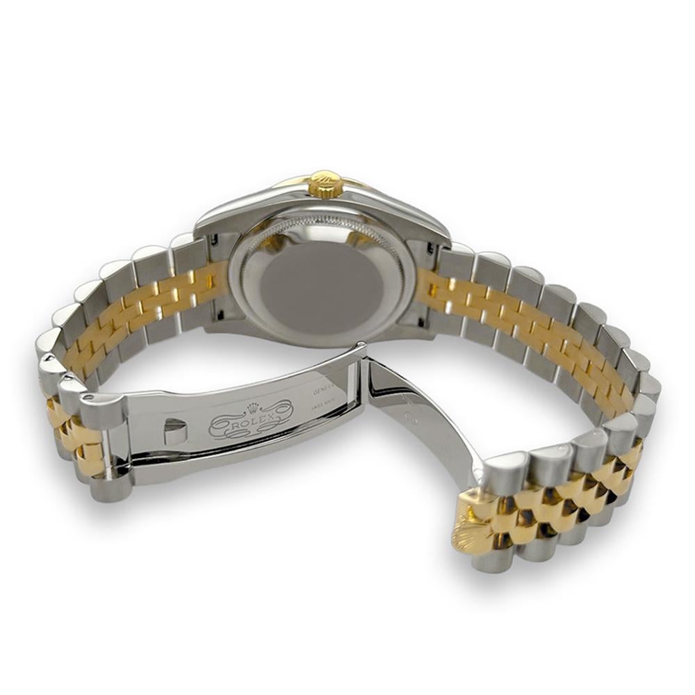 Rolex Datejust 116233 36mm 2-farbige 3,05CT Diamant-Lünette/Schwarzes Zifferblatt Jubiläumsuhr im Zustand „Hervorragend“ im Angebot in New York, NY