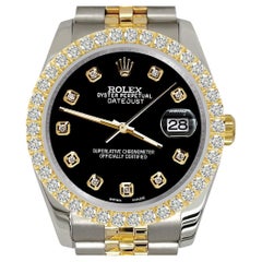 Rolex Datejust 116233 36mm 2-Tone 3.05CT Diamond Bezel/Black Dial Jubilee Watch