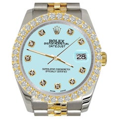 Rolex Datejust 116233 36mm 3.05CT Diamant Lünette/Aqua Blau Zifferblatt Jubiläum Uhr