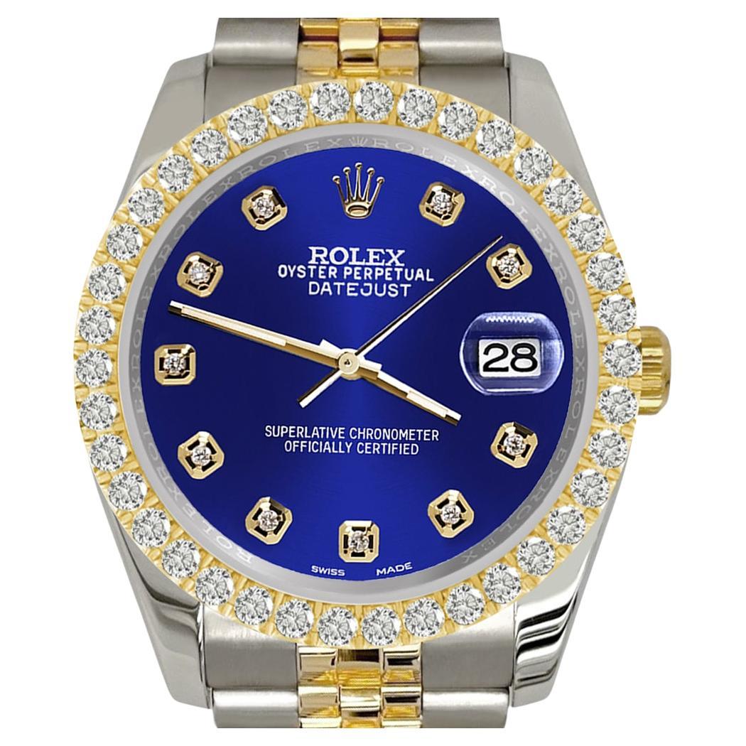 Rolex Datejust 116233 36mm 3.05CT Diamond Bezel/Aqua Blue Dial Jubilee Watch For Sale at 1stDibs