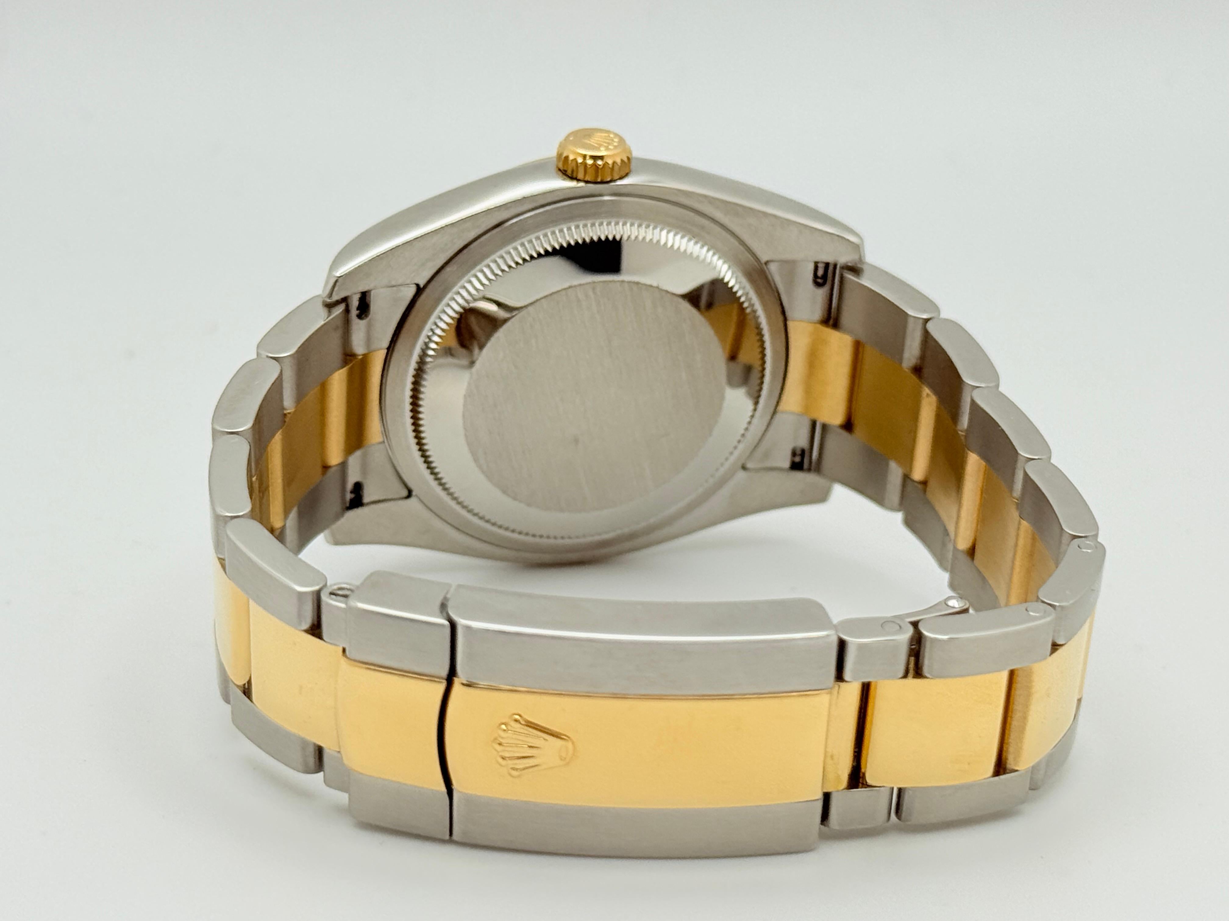 Rolex Datejust 116233 36mm Black Diamond Dial 18K Yellow Gold Steel Box Paper For Sale 5