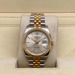 Rolex Datejust 116233 36mm Steel 18K Yellow Gold Silver Dial Watch B&P