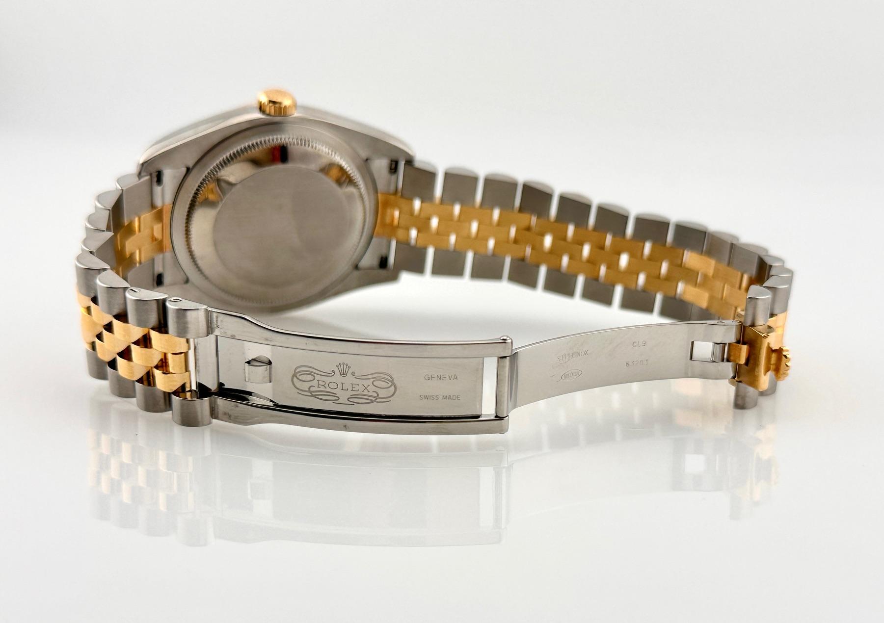Rolex Datejust 116233 36mm weißes römisches Zifferblatt 18K Gold Stahl Box Service-Karte im Angebot 4