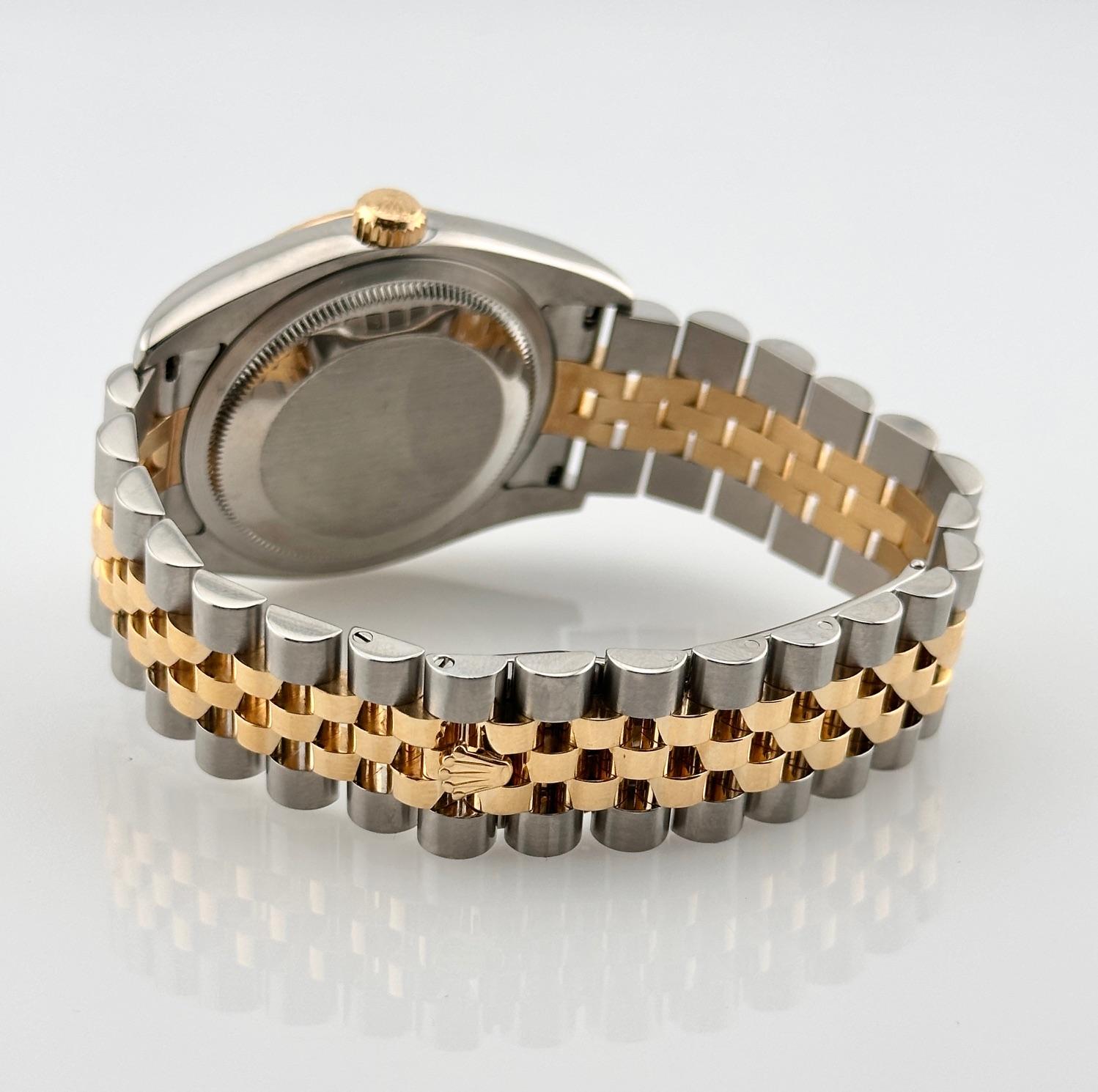 Rolex Datejust 116233 36mm weißes römisches Zifferblatt 18K Gold Stahl Box Service-Karte im Angebot 5