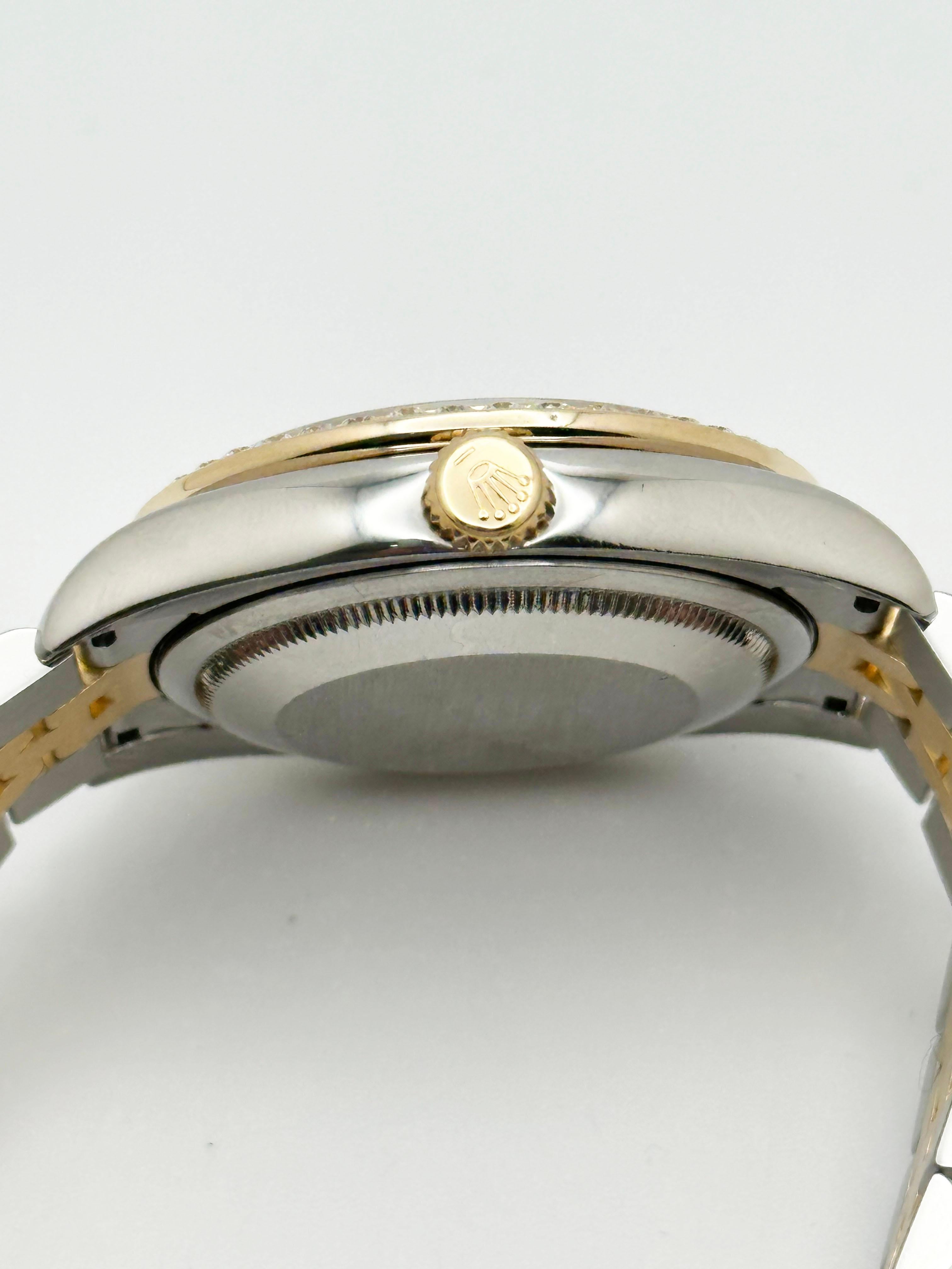 Rolex Datejust 116233 36mm Esfera romana blanca Bisel de diamantes Oro amarillo 18k Acero en venta 2