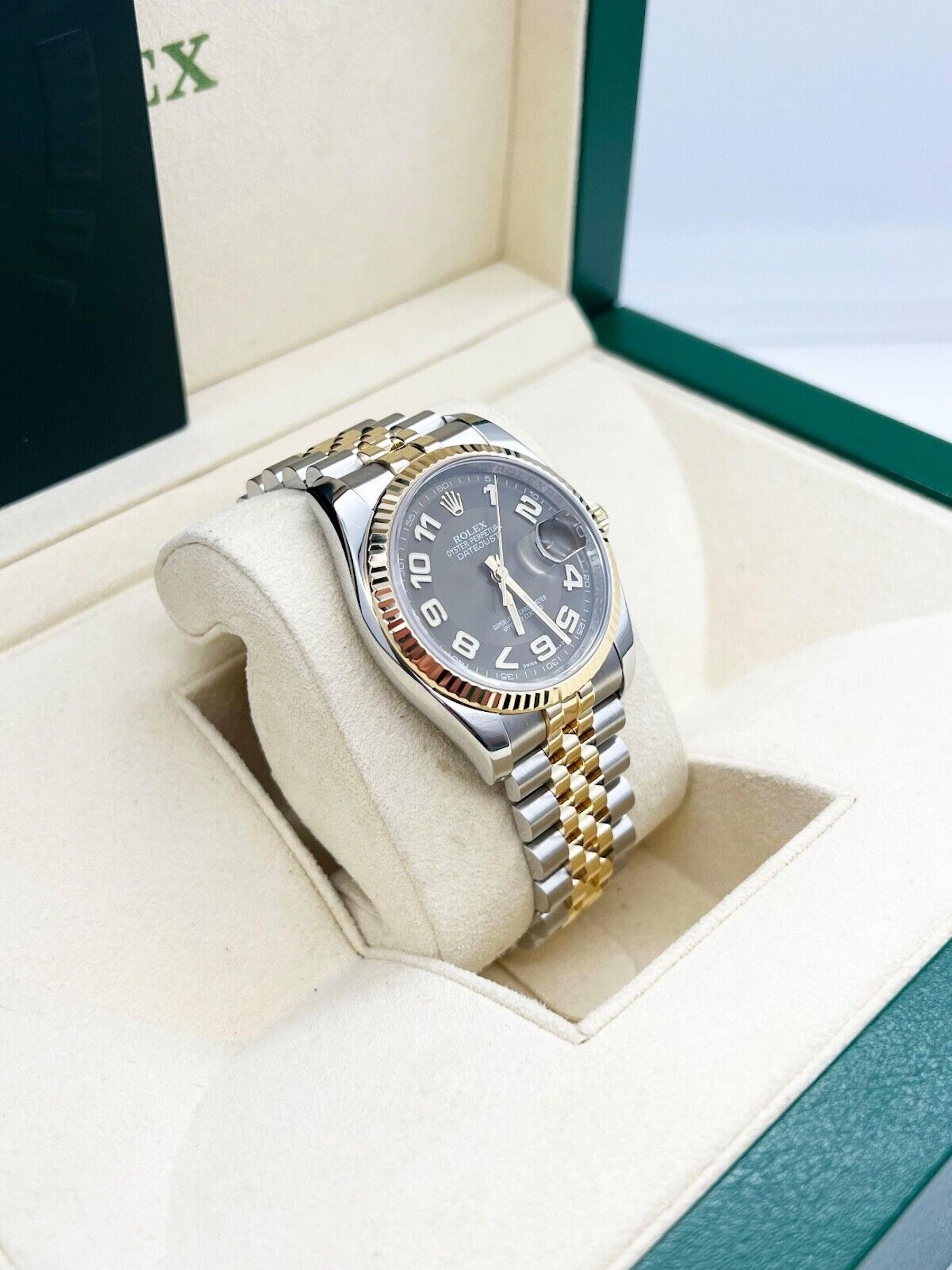 Rolex Datejust 116233 Bronze Arabic Dial 18K Gold Stainless Steel Box Paper For Sale 1
