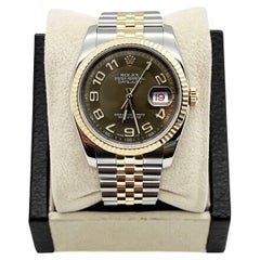 Rolex Datejust 116233 Bronze arabisches Zifferblatt 18K Gold Edelstahl Box Papier 2014