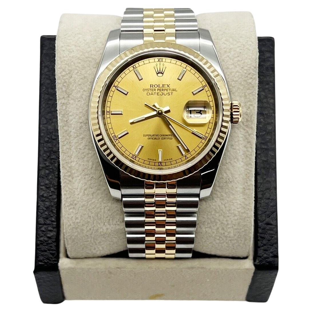 Rolex Datejust 116233 Champagne 18K Yellow Gold Stainless Steel For Sale