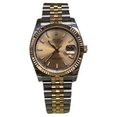 Rolex Datejust 116233 Esfera Champán Oro Amarillo 18K Caja de Acero Papel Adhesivo