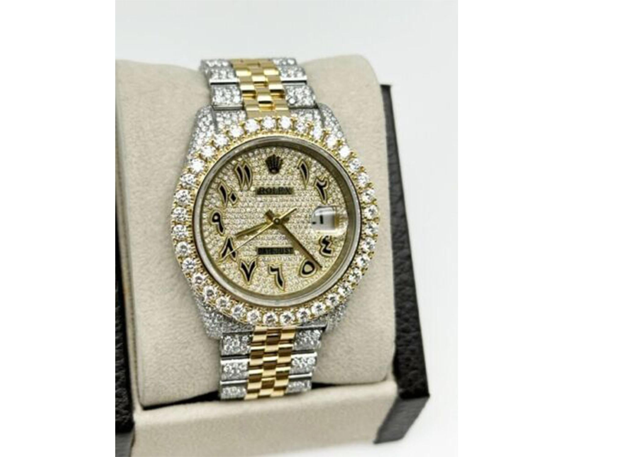Rolex Datejust 116233 Diamant Arabic Dial Diamant Lünette und Band 18k Stahl Herren im Angebot