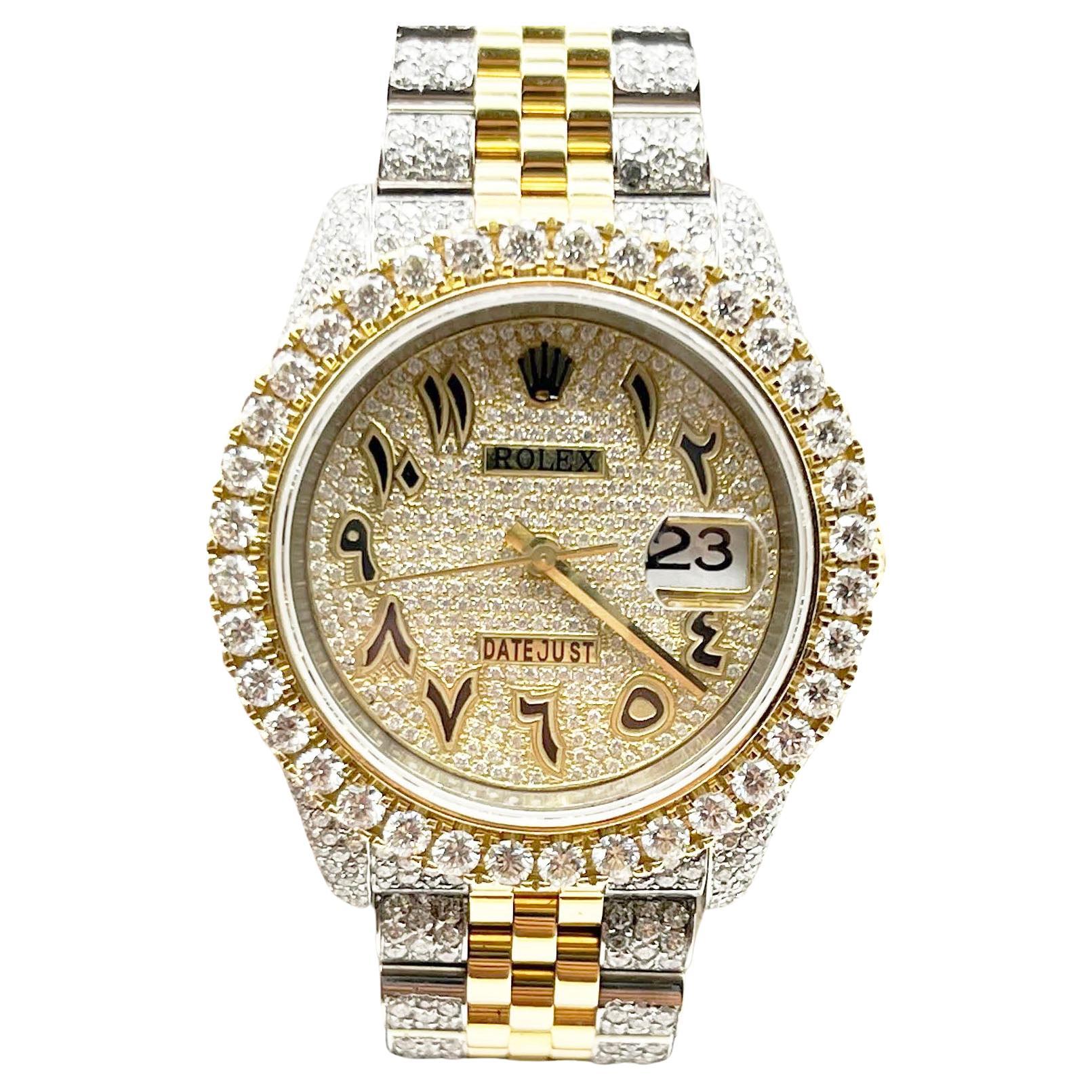 Rolex Datejust 116233 Diamant Arabic Dial Diamant Lünette und Band 18k Stahl im Angebot