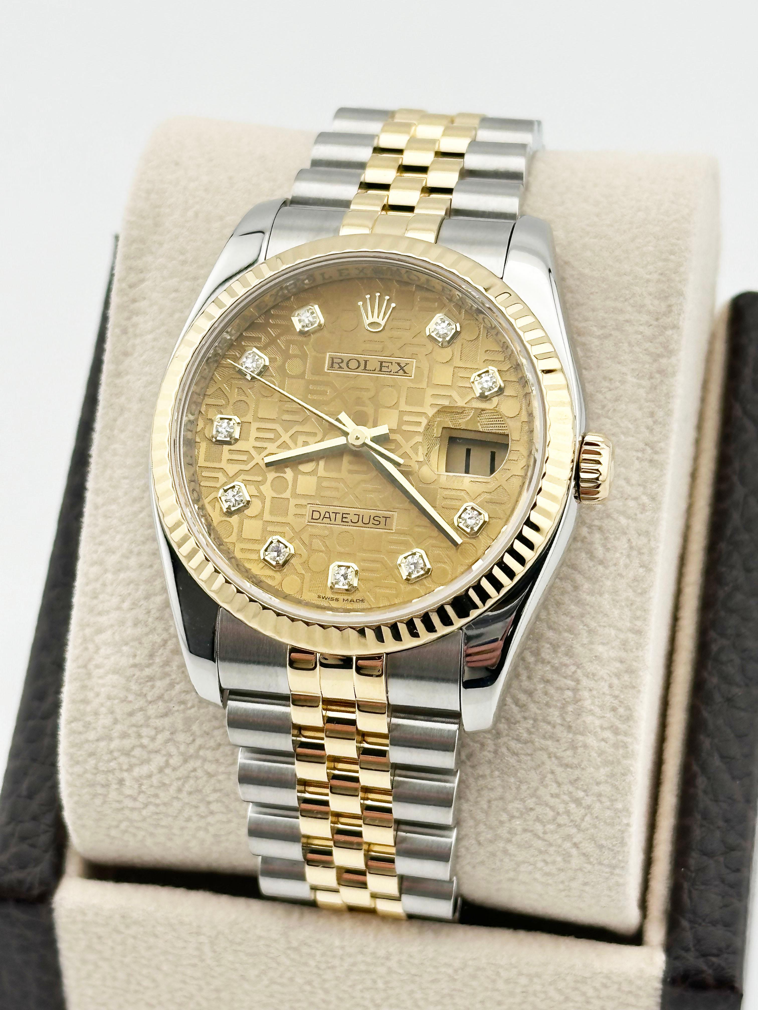 Rolex Datejust 116233 Factory Champagne Jubilee Diamond Dial 18K Gold Steel 36mm 1