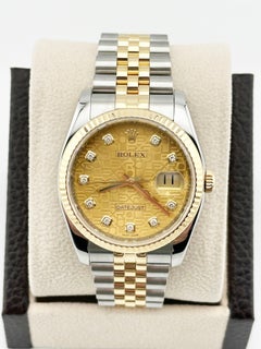 Rolex Datejust 116233 Factory Champagne Jubilee Diamond Dial 18K Gold Steel 36mm