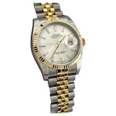Rolex Datejust 116233 Silber Zifferblatt 18K Gelbgold Stahlkasten Papier 36mm STICKERS