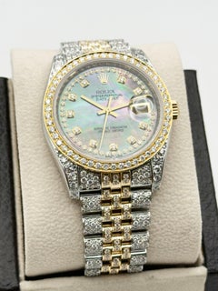 Rolex Datejust 116233 Tahitian Diamond Dial Diamond Band 18K Yellow Gold Steel