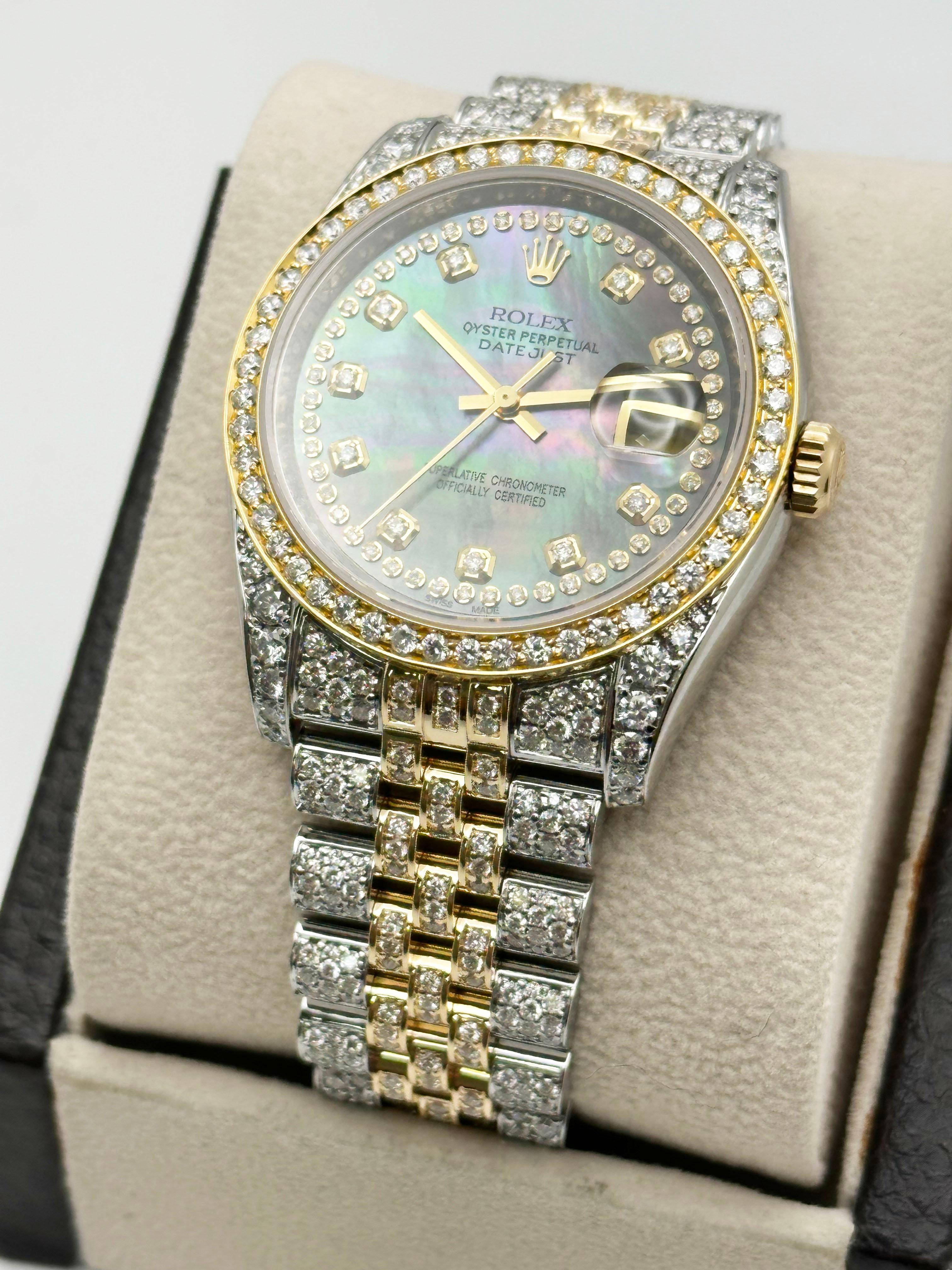Rolex Datejust 116233 Esfera Tahitiana Diamante Banda Diamante Oro Amarillo 18K Acero en Excelente estado para la venta en San Diego, CA