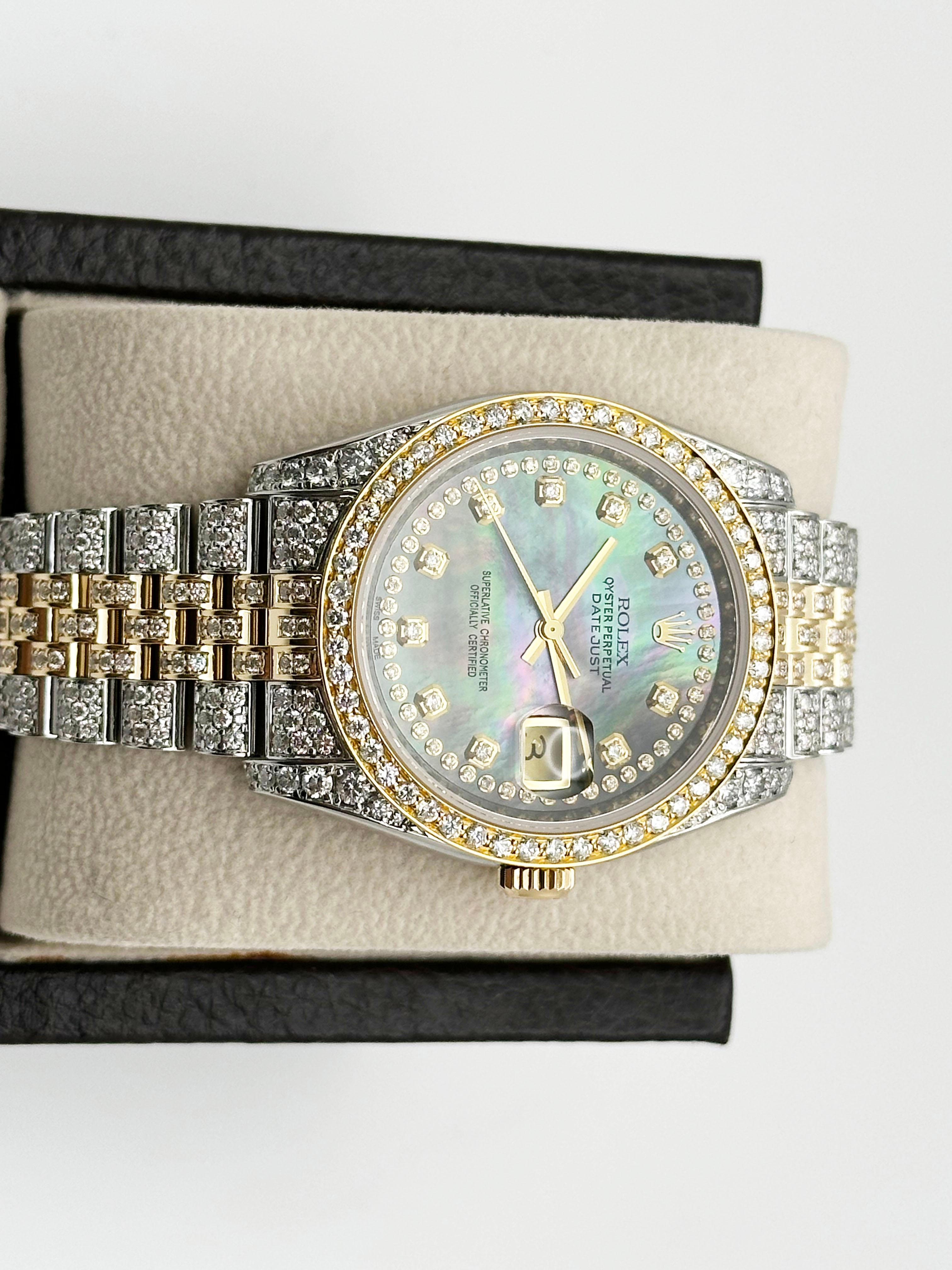 De los hombres Rolex Datejust 116233 Esfera Tahitiana Diamante Banda Diamante Oro Amarillo 18K Acero en venta