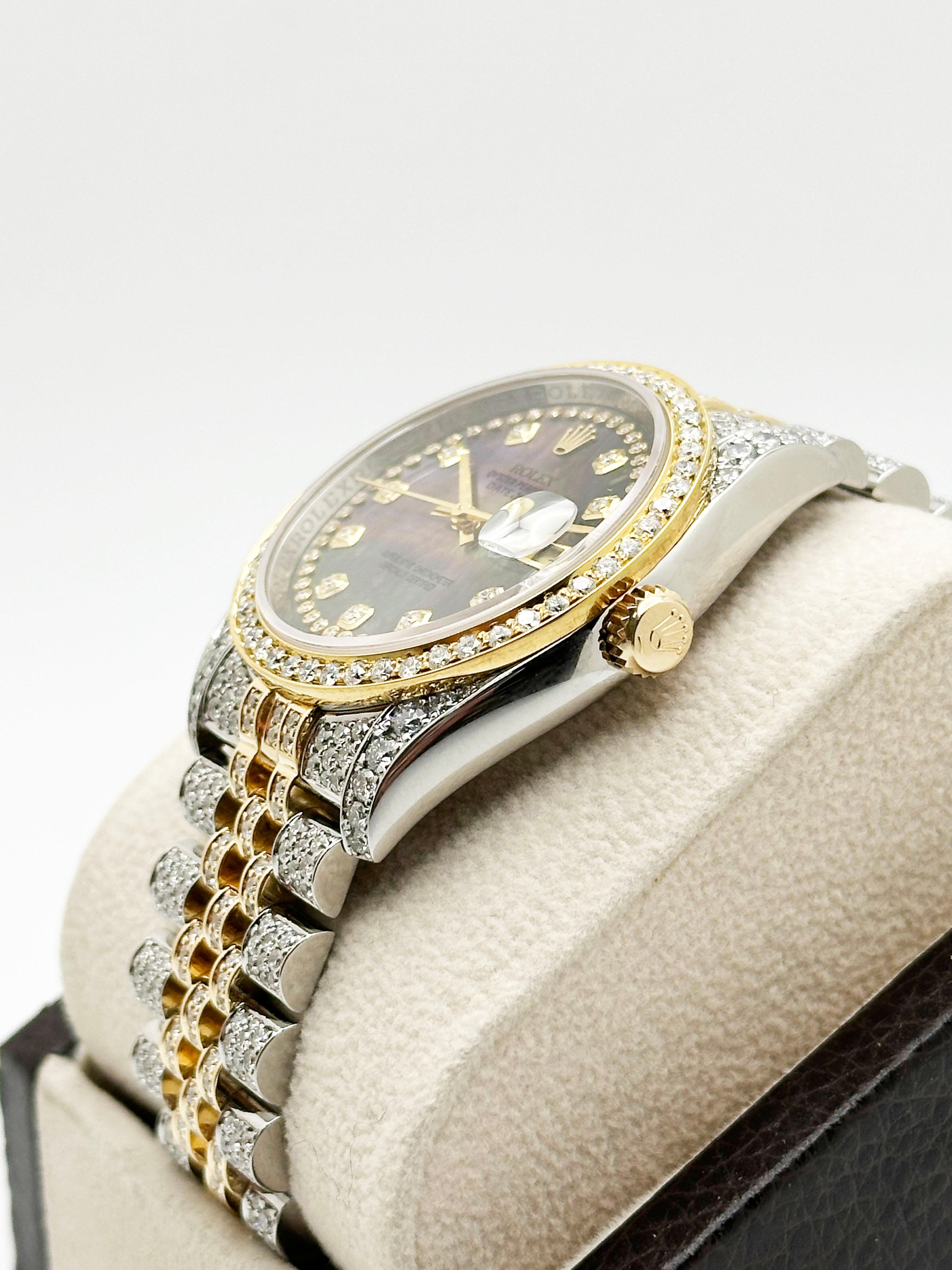 Rolex Datejust 116233 Esfera Tahitiana Diamante Banda Diamante Oro Amarillo 18K Acero en venta 1