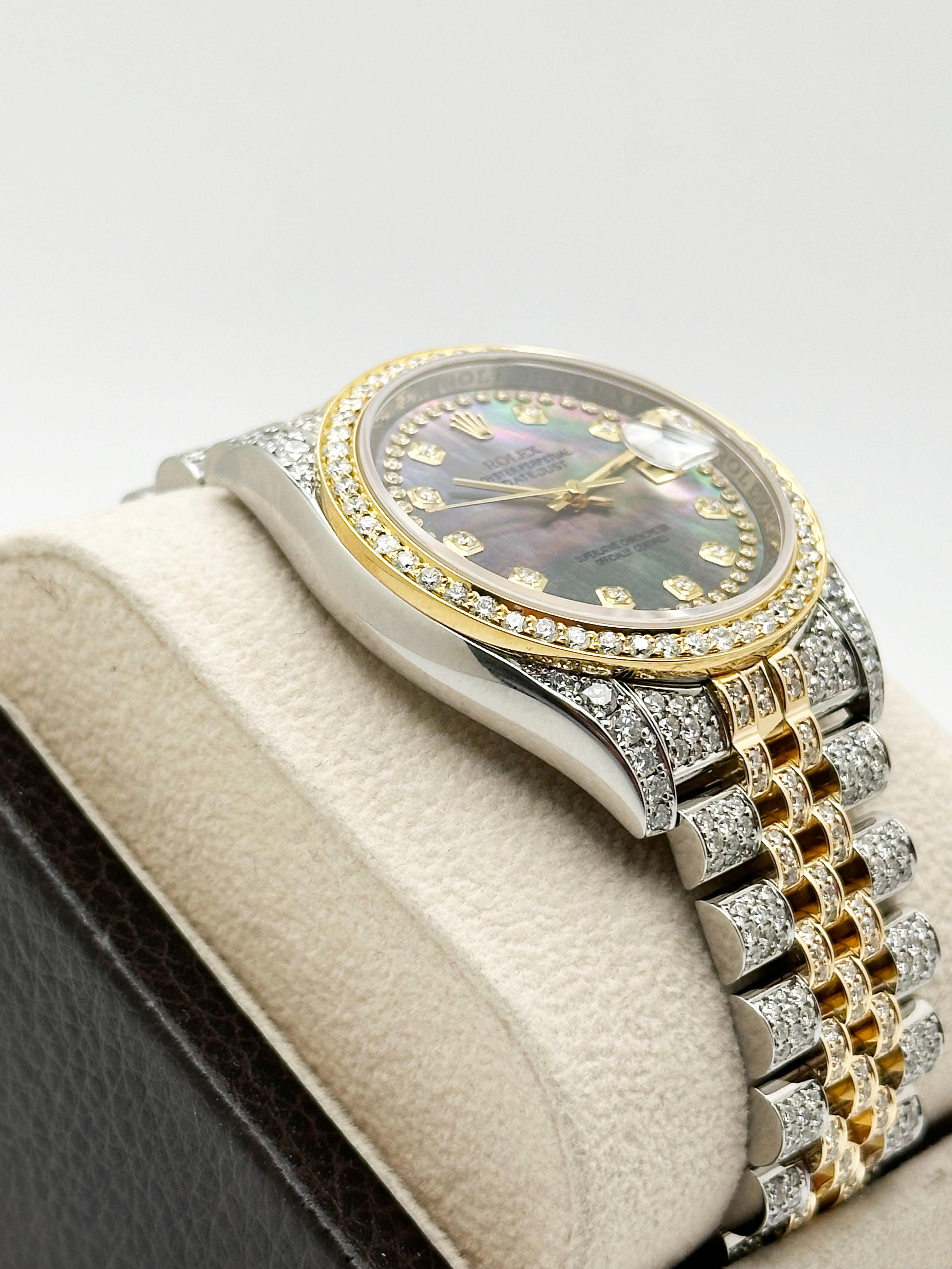 Rolex Datejust 116233 Esfera Tahitiana Diamante Banda Diamante Oro Amarillo 18K Acero en venta 2