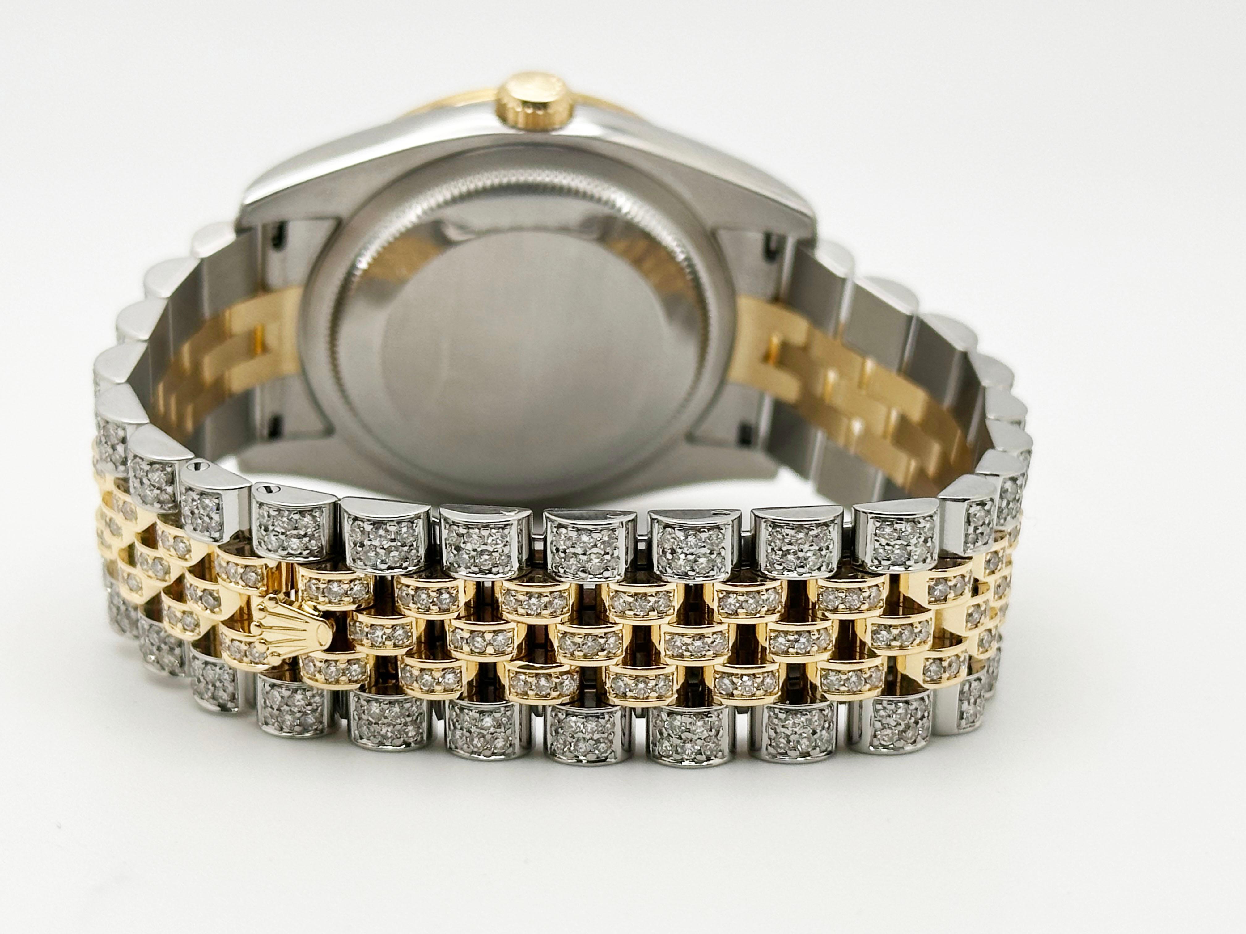 Rolex Datejust 116233 Esfera Tahitiana Diamante Banda Diamante Oro Amarillo 18K Acero en venta 3