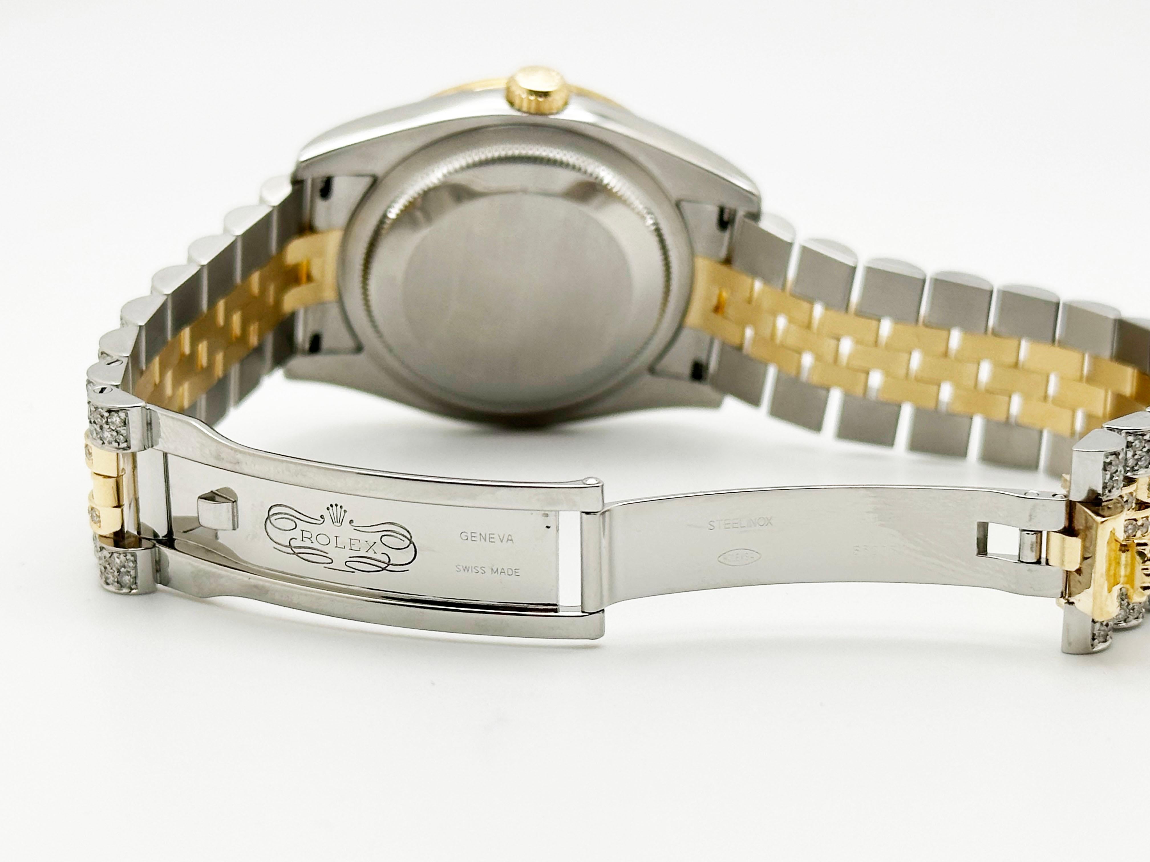 Rolex Datejust 116233 Esfera Tahitiana Diamante Banda Diamante Oro Amarillo 18K Acero en venta 4