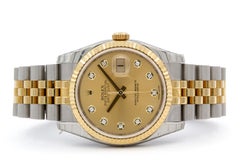 Rolex Datejust 116233 Two Tone 18k & Steel 36mm Champagne 10 Diamond Dial Minty