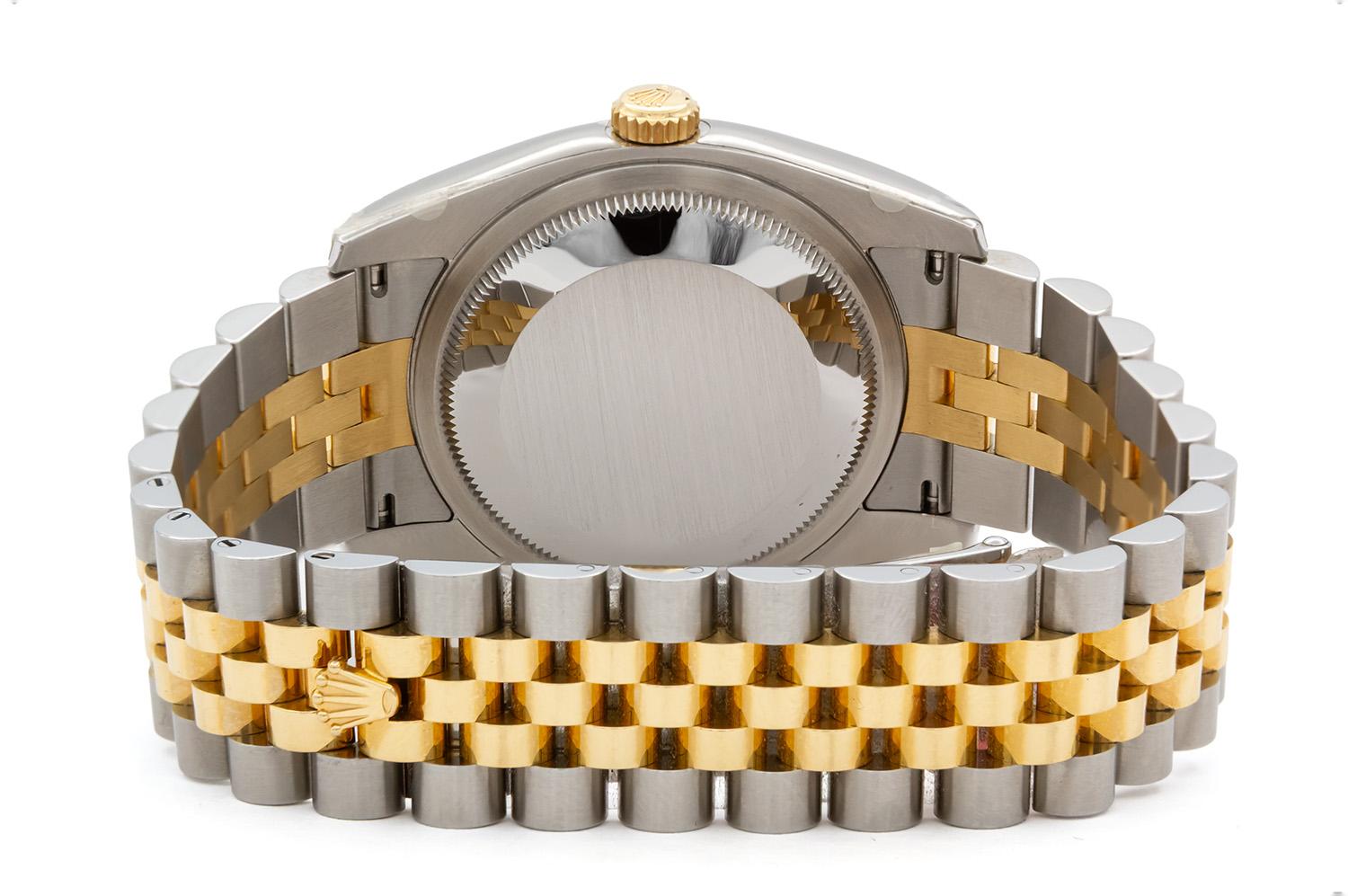 Round Cut Rolex Datejust 116233 Two Tone 18k & Steel 36mm Champagne 10 Diamond Dial Minty For Sale