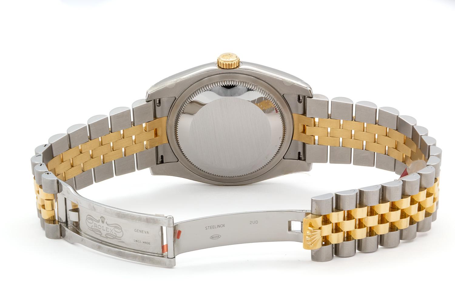 Rolex Datejust 116233 Two Tone 18k & Steel 36mm Champagne 10 Diamond Dial Minty In Excellent Condition For Sale In Tustin, CA