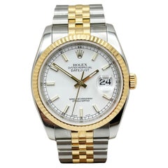 Rolex Datejust 116233 White Dial 18K Yellow Gold Stainless Steel Box Paper